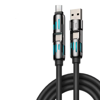 Kabel USB Zinc Tren Terbaru Pd 4-In-1 Kabel Multi Pengisian Cepat Dengan Lampu LED