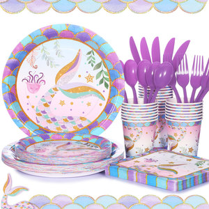 Suministros de fiesta de cumpleaños para niños, juego de platos de papel con tema de unicornio, juego de <span class=keywords><strong>vajilla</strong></span> desechable para fiesta de cumpleaños para niños - Product Image 5