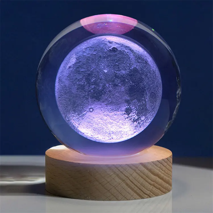 USB Multicolor change LED Crystal Ball Earth Moon Crystal Globe Lamp Globe Moon Night Lamp Ball Night Light