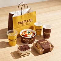 Ensemble d'emballages alimentaires écologiques personnalisés à prix d'usine pour la vente en gros aux restaurants, pour pâtes, burgers, frites et boissons