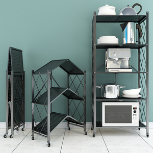 Étagère pliante en acier à 3 niveaux <span class=keywords><strong>pour</strong></span> four à micro-ondes, design multifonctionnel, certifiée ISO, fournie par l'usine Morgie - Product Image 4