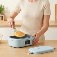 Boîte à lunch électrique multifonctionnelle antiadhésive avec couvercle en acier inoxydable, grande capacité, cuiseur portable multifonction pour faire frire des steaks