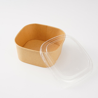 Conteneur alimentaire jetable en papier kraft biodégradable, design artisanal, forme carrée arrondie, pour les restaurants occidentaux, boîte à emporter pour le déjeuner