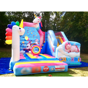 Château gonflable pour enfants à vendre, lit à bascule gonflable avec toboggan, thème licorne, parc pour filles, fête d'anniversaire - Product Image 2