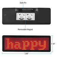 Mini pantalla usable imán reutilizable etiqueta de nombre LED intermitente digital camarero insignia LED etiqueta de nombre