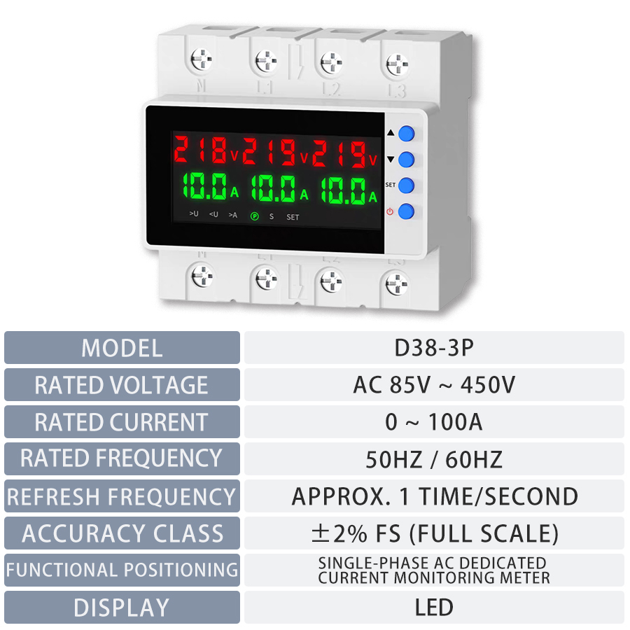 Three-<strong>Phase</strong> <strong>Guide</strong> Rail Type Multifunctional <strong>Digital</strong> LCD Display Electric Meter with 2% FS Accuracy and 0-100A Rated Current