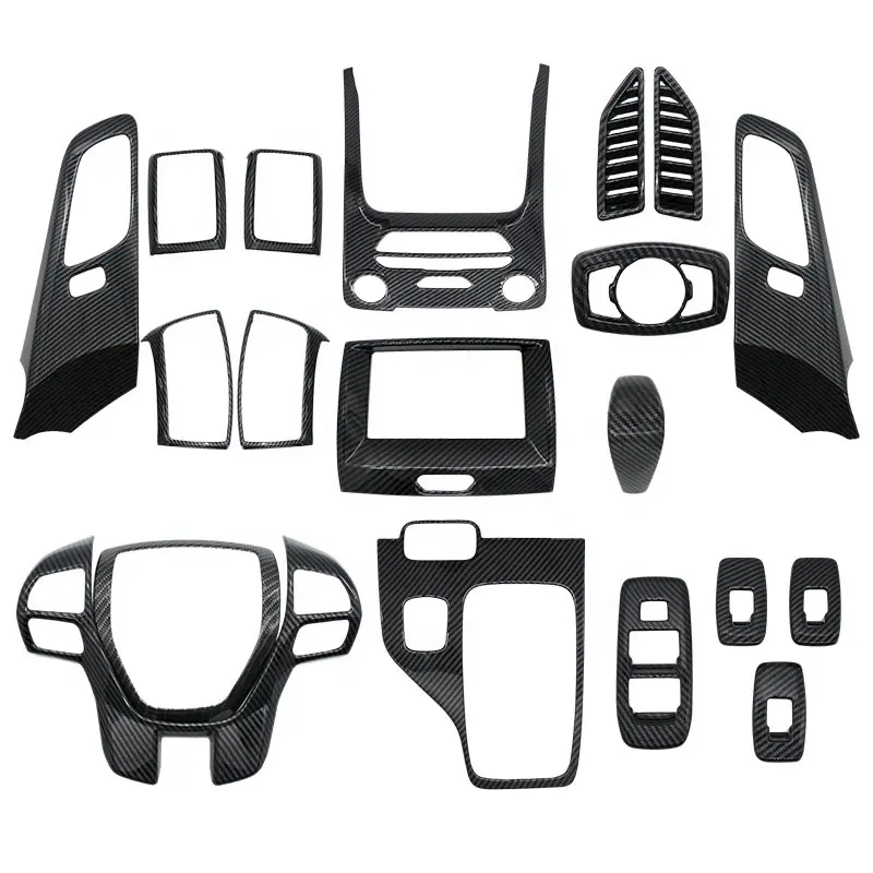 ABS Plastic Smart Steering wheel button frame Full set Carbon Fiber Finish For RANGER PX2 EVEREST 2015 2016 Interior Accessories