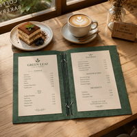 Porte-menu en cuir véritable avec bande élastique, pour restaurant, café, bar, hôtel, table de salle à manger
