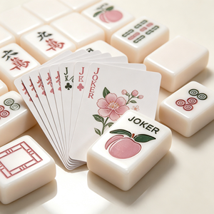Meilleures ventes : Tuiles <span class=keywords><strong>de</strong></span> Mahjong américaines en acrylique beige, imprimées motif floral pêche, avec logo personnalisé, mignonnes et élégantes, pour 4 joueurs, idéales pour <span class=keywords><strong>les</strong></span> fêtes <span class=keywords><strong>de</strong></span> filles - Product Image 3