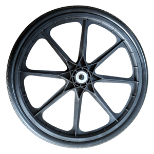 Ruedas libres planas de 20 pulgadas OEM con rodamiento de 3/4 radios de plástico de espuma de PU duraderos para carros de utilidad y de jardín fábrica nueva - Product Image 5