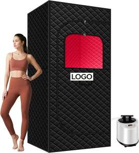Sauna vapeur portable OEM ODM avec logo personnalisé, vente en gros directe d'usine, cabine de vapeur personnelle avec télécommande pour la relaxation - Product Image 1
