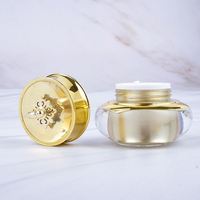 Pot cosmétique vide en acrylique violet, rose, blanc de 15g et 30g, prêt à être expédié, en stock, avec couvercle doré et récipient intérieur en plastique