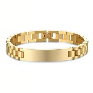 Pulsera para hombre, chapada en metal, pulsera grande grabada personalizada, 8.27-8.66 pulgadas <span class=keywords><strong>de</strong></span> largo - Product Image 1