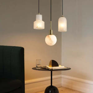 Lámpara Colgante Moderna de Mármol, Redonda, E27, LED, Acabado Dorado, para Dormitorio, Restaurante, Bar - Product Image 5