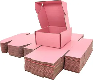 작은 핑크 배송 상자 작은 비즈니스 팩 골판지 골판지 우편물 상자 배송 포장 공예 선물을주는