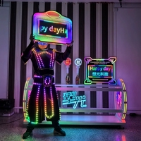Costume de robot LED couleur intégrale télécommandé, armure de robot LED, tenue de danseur néon pour spectacle de scène en boîte de nuit