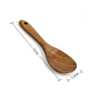 Cuillère de cuisine en bois dur naturel antiadhésive LT118, écologique, à long manche, pour la cuisson (vente en gros) - Product Image 4