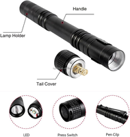 Lampe torche médicale portable en alliage d'aluminium, batterie AAA, lampe torche UV, mini lampe torche rouge, lampe torche tactique LED, lampe torche stylo LED