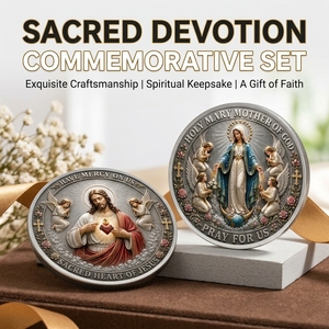 Monedas Conmemorativas Religiosas Personalizadas con Diseño <span class=keywords><strong>del</strong></span> <span class=keywords><strong>Sagrado</strong></span> Corazón <span class=keywords><strong>de</strong></span> Jesús y la Virgen María, para Recuerdo Espiritual y Regalo <span class=keywords><strong>de</strong></span> Fe - Product Image 1