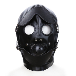 Máscara de Cuero PU para Cabeza Completa, Máscara de Bondage SM con Bola para la Boca, Cubre Ojos Desmontable, Correa Ajustable, Accesorio para Juegos de Rol para Adultos - Product Image 1