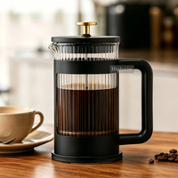 Cafetière à piston en verre borosilicate HIGHWIN 350/600/800/1000ml avec filtre à thé pour le thé et le café
