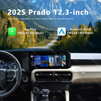 Estéreo para Auto Meihua de 12.3 Pulgadas con Android para Toyota Land Cruiser Prado LC250 J250 2024-2025, CarPlay Inalámbrico, DSP, GPS, Reproductor Multimedia