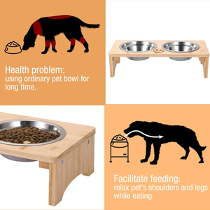 Natural Wooden Bamboo <strong>Dog</strong> <strong>Bowl</strong> <strong>Stand</strong> Raised <strong>Dog</strong> <strong>Bowls</strong> Feeder Non-Slip Pets Food <strong>Bowls</strong> <strong>Stand</strong> - Product Image 3