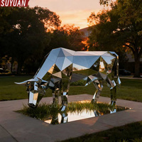 Escultura de Toro de Acero Inoxidable para Decoración de Jardín, Arte Geométrico Tallado, Color Personalizado, Tamaños Personalizados, Superventas