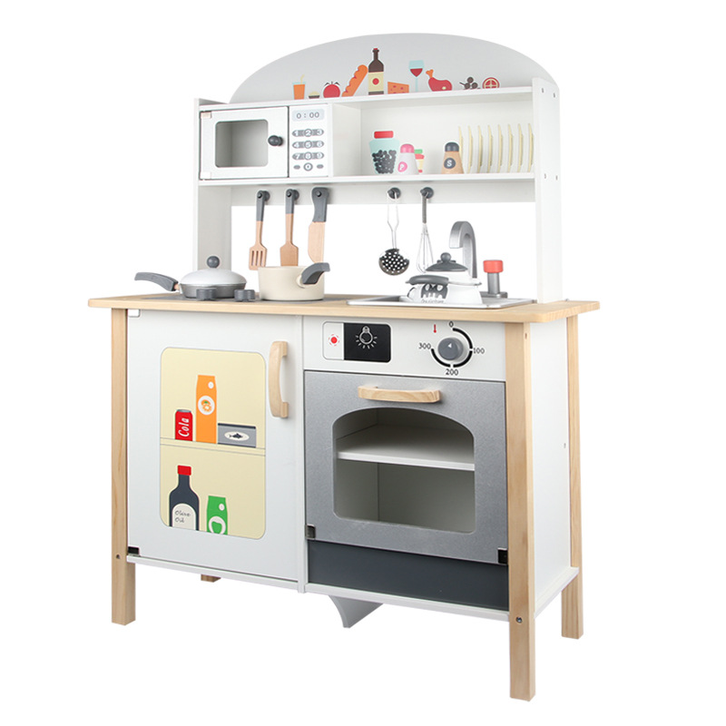 Детский игровой домик, современный деревянный кухонный набор из нержавеющей стали, кухонная утварь, новая классическая кухня из массива дерева