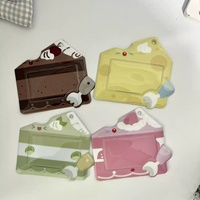 Tempat Kartu PVC Transparan Lucu Kpop, 3 Slot Kartu, Gantungan Foto, Gantungan Kunci untuk Grosir, Tempat Kartu Lembut