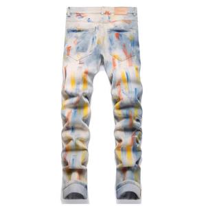 Jeans de Mezclilla de Pierna Recta para Hombre, Estilo Vintage Retro Funky, Tejido de Punto, Lavado Medio, Otoño - Product Image 2