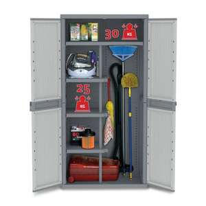 TERRY - 1002564 Doors <b>Outdoor</b> <b>Cabinet</b> 89,7x53,7x180 - 4 adjustable inner shelves - 1 broom holder - EAN 8005646025648 <b>CABINETS</b> - Product Image 2