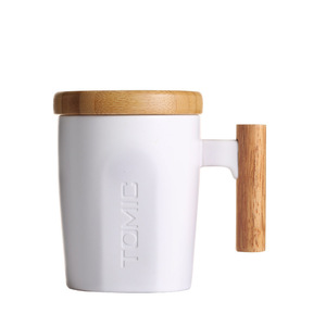 Tomic <b>Ceramic</b> <b>Mug</b> With Wooden Handle And Lid Black Single Piece For Business Gifts - Product Image 4