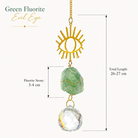 Pierre brute de fluorite verte naturelle, attrape-soleil œil porte-bonheur, ornement suspendu, décoration de fenêtre en cristal, cadeau