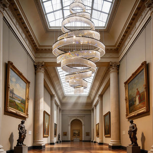<span class=keywords><strong>Lustre</strong></span> en cristal en spirale extra long sur mesure de luxe moderne, luminaire suspendu Grand Helix K9 pour hall d'hôtel, villa, escalier, projet - Product Image 3