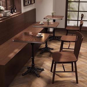 American Retro Style Wooden <b>Table</b> and Chairs for Youth Hostel Use <b>Square</b> Tabletop Commercial Restaurant Furniture Wooden Frame E - Product Image 2