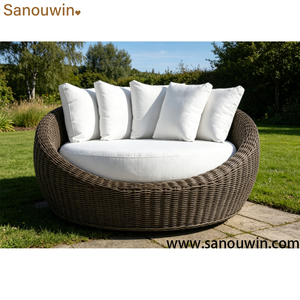 Chaise longue d'extérieur rotative toutes saisons, en <span class=keywords><strong>résine</strong></span> <span class=keywords><strong>tressée</strong></span> avec structure en aluminium - Product Image 2
