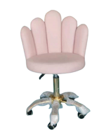 Tabouret en cuir rose de luxe avec roulettes, chaise de salon de beauté moderne, petite chaise de barbier