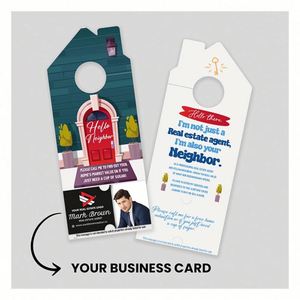 Stampa Personalizzata di Volantini Pubblicitari Bifacciali per Agenzie Immobiliari - Cartelli da Appendere alla Porta 'Hey Neighbor' - Product Image 2