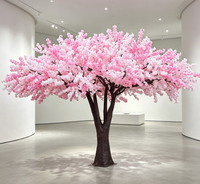 Pohon Bunga Besar Penuh Bunga Tiruan Jepang Pohon Sakura Merah Muda Hiasan Lantai untuk Dekorasi Pernikahan