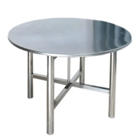 Tables rondes de salle à manger en acier inoxydable robustes, pieds détachables et pliables, pour hôtel, intérieur, extérieur, banquet, mariage, événement