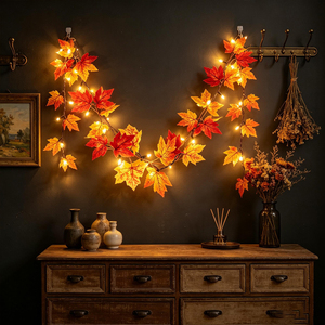 Guirlande lumineuse vintage en tungstène en forme de feuille d'érable, étanche IP44, blanc chaud, pour intérieur et extérieur, lumières féériques d'<span class=keywords><strong>automne</strong></span>, Thanksgiving, Halloween - Product Image 6