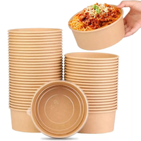 Boîte à emporter carrée en papier kraft jetable, recyclable et résistante à l'huile, avec couvercle, pour salades et plats de restaurant, vente en gros
