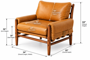 Sillón Moderno de Cuero Color Bronceado con Estructura de Madera Maciza, Asiento Ergonómico y Artesanía Refinada para Hogares de Diseño - Product Image 3