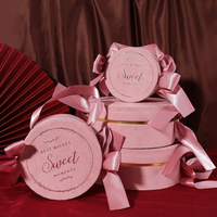 Benutzer definierte Wildleder Oberfläche Papier boxen Runde Hochzeit Geschenk box mit Band Griff Luxus Samt Geburtstag Hochzeit liefert Geschenk box
