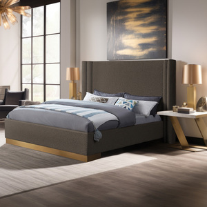 Luxueux Queen et <span class=keywords><strong>Californien</strong></span> King Size Velours Brossé Or Base en Métal Chambre avec Boucle Tissu Cadres en Bois Modernes - Product Image 3