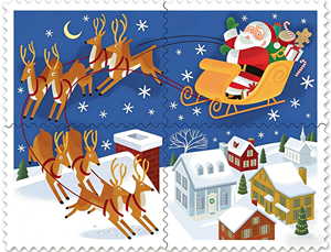 2012 Timbres-<span class=keywords><strong>poste</strong></span> vintage 'Santa and Sleigh Us Forever' en vrac, stock local, pour l'envoi postal de festival aux États-Unis, autocollants en feuille - Product Image 2