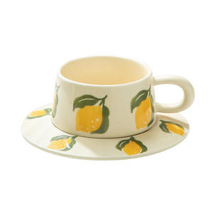 Juego de Taza y Platillo de Cerámica con Diseño de Limón y Decoración Subesmaltada para Uso Doméstico y Regalos, Primavera 2025, Origen Chaozhou - Product Image 3