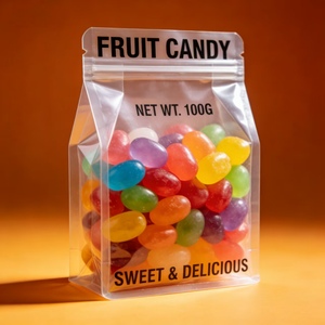 Custom Printed Resealable Clear Stand-Up Zipper Pouches Transparent Mylar Doypack for Candy Storage Food Grade Plastic Bags - Product Image 1