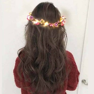 Colorful Christmas Party Glowing Wreath Halloween Crown Flower Headband Women Girls LED <strong>Light</strong> <strong>up</strong> Hair Wreath Hairband <strong>Garlands</strong> - Product Image 1